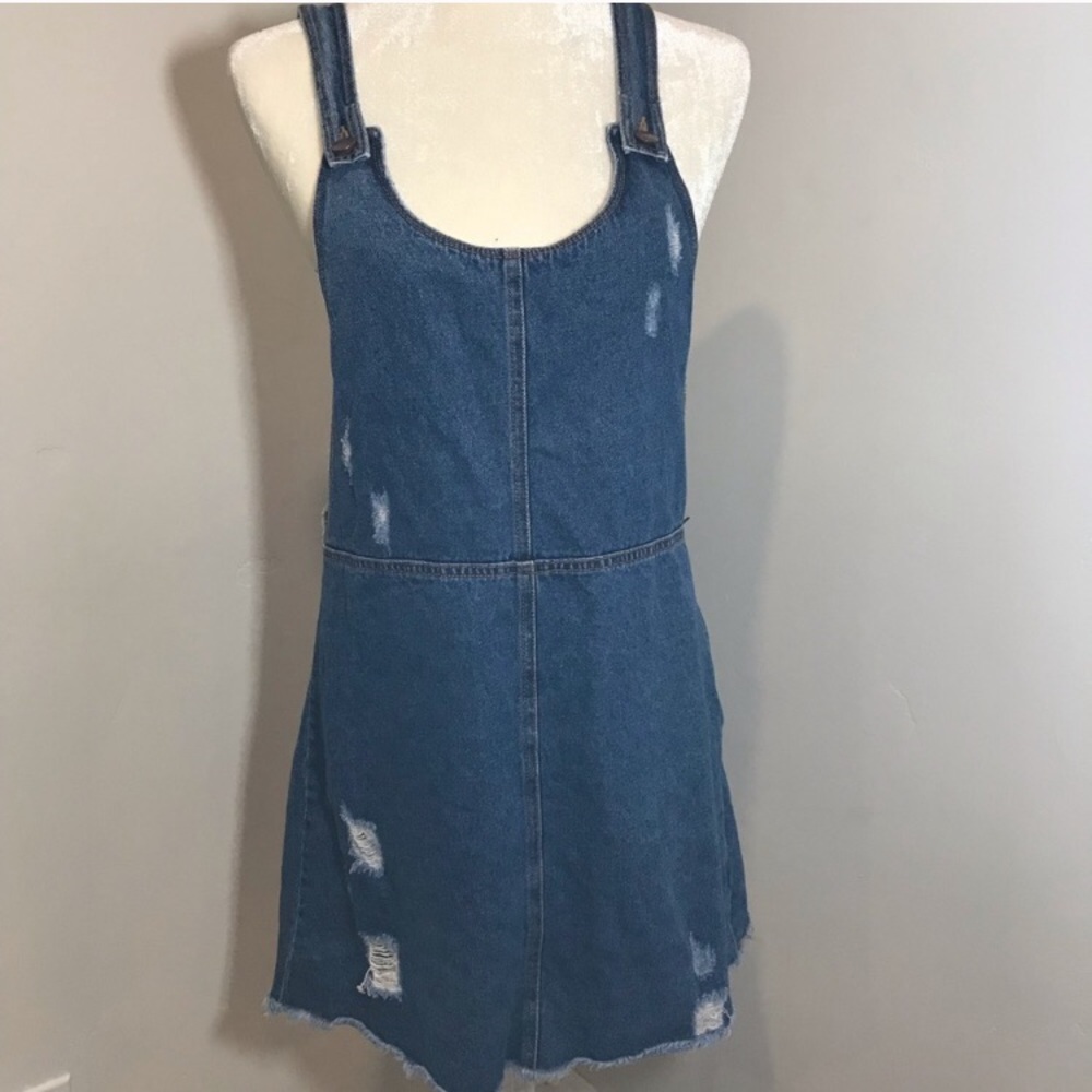 Denim Pinafore Dress - Picture 3 of 8